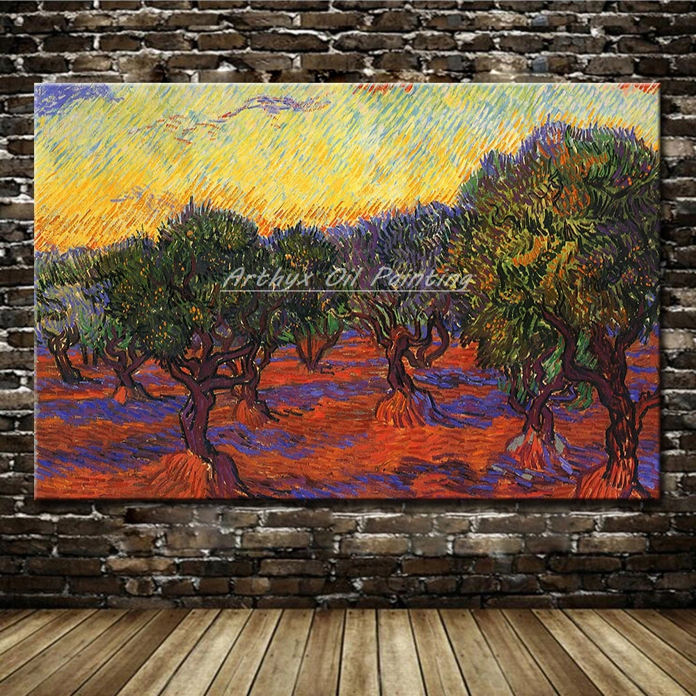 

Hand Painted Copy Vincent Van Gogh Impressionist Tree Oil Painting On Canvas Wall Art Picture For Home Decoration Wall Paintings