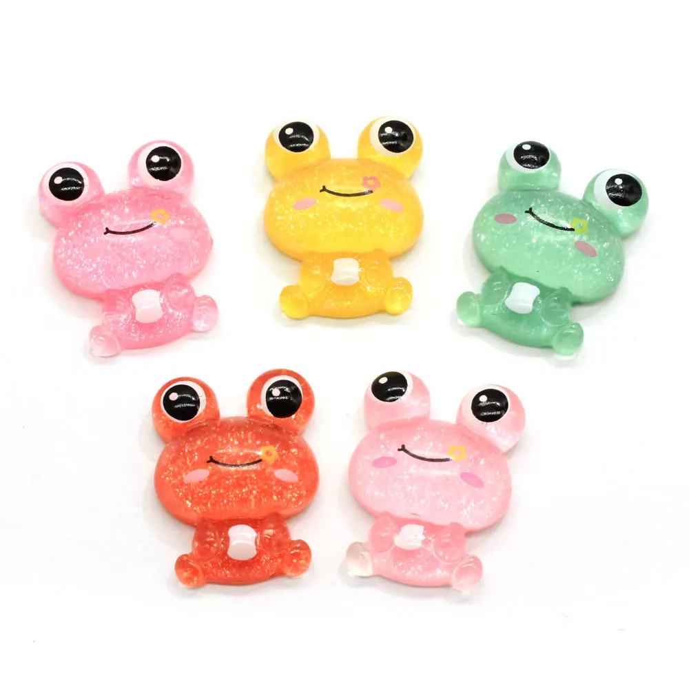Kawaii Cute Cartoon Frog Flatback Resin Cabochons Embellishments Craft DIY Scrapbooking For Phone Hair Accessories