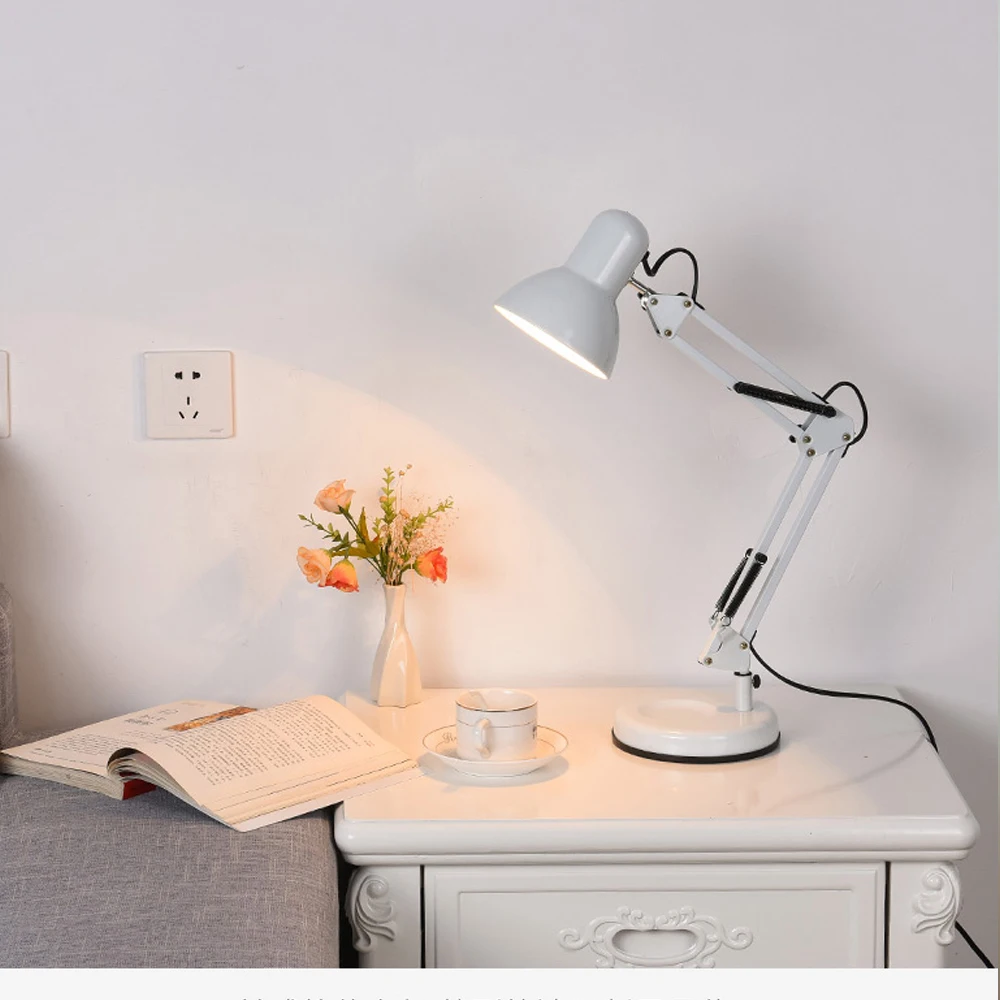 5W LED Long Swing Arm Adjustable Classic Desk Lamps E27 Clip Table Lamp For Study Office Reading Bedside Bedroom Night Light | Лампы и