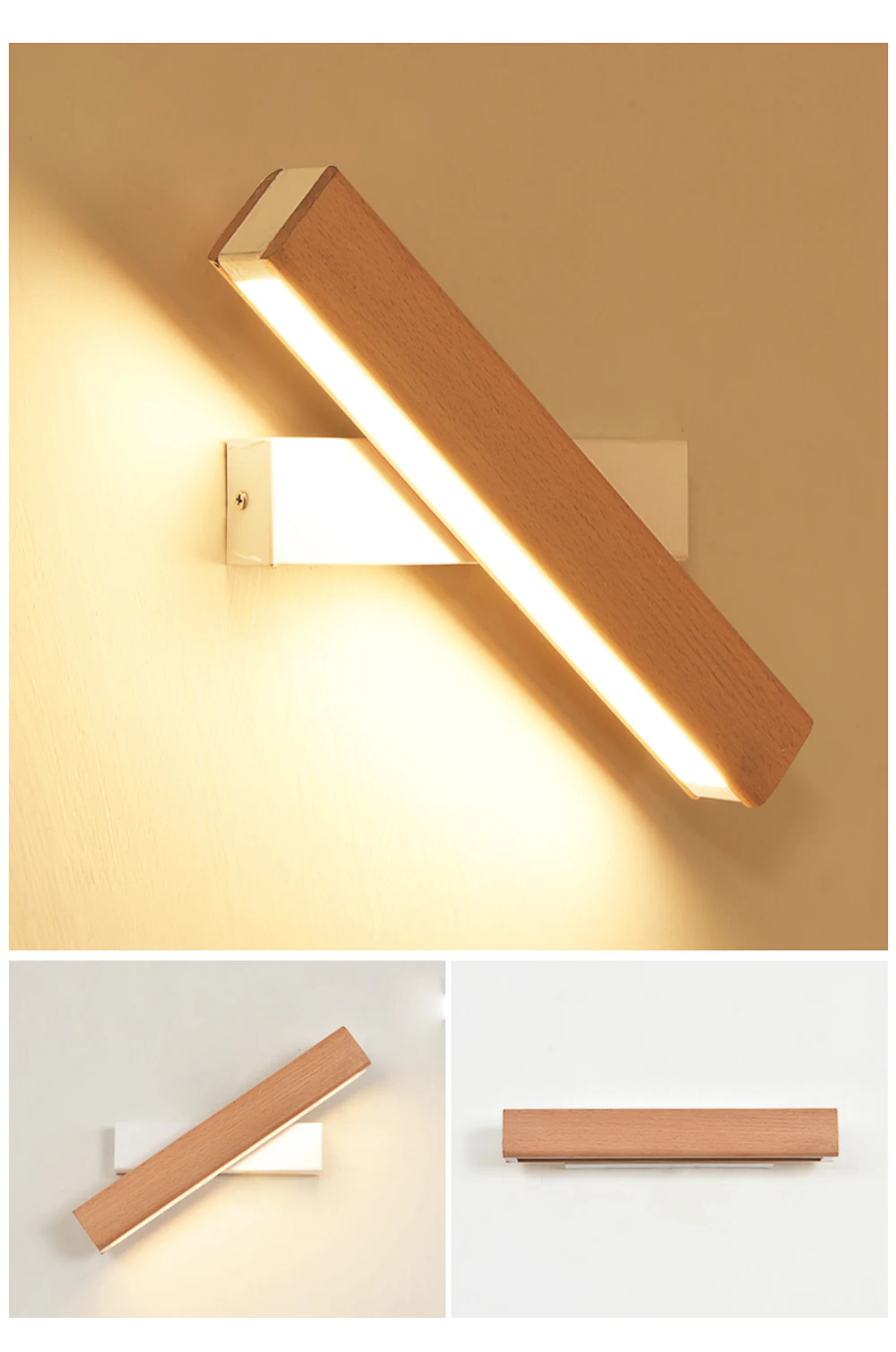 

Nordic simple Wooden LED Wall Lamp Modern Adjustable Lighting bar restaurant Living room Porch Wall Lamps Corridor decor