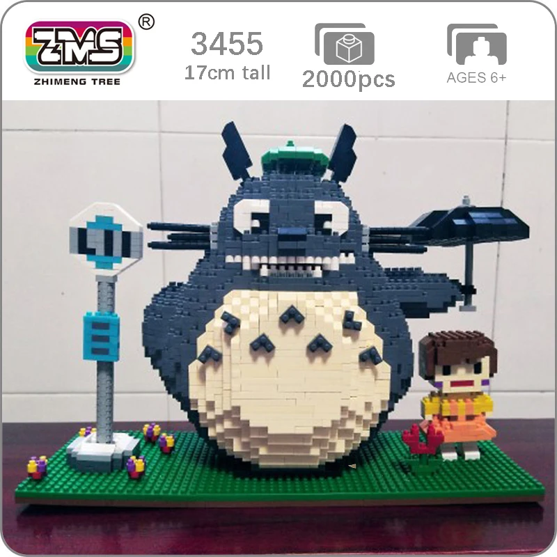 

ZMS Anime Spirited Away My Neighbor Totoro Cat 3D Model Building Blocks Set Animal Pet Mini Diamond Bricks Toys for Children Boy