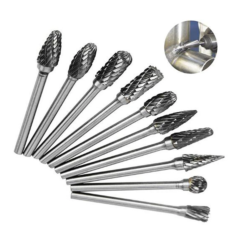 

10x Tungsten Steel Solid Carbide Burrs For Dremel Rotary Bit Accessories Tool