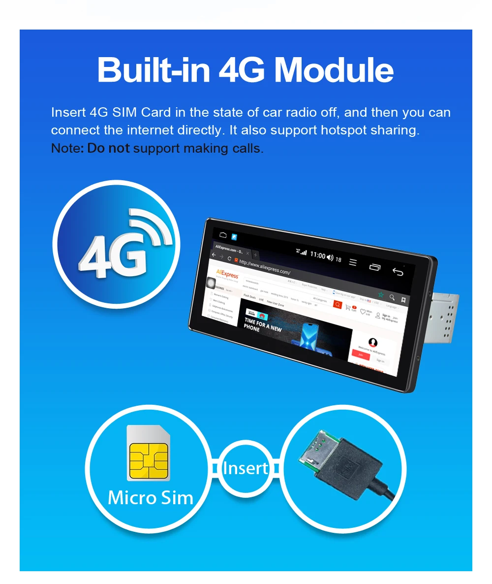 10,2" универсальное автомобильное радио 2G+ 32G с 4G sim-картой, задняя камера, 8 ядер, gps плеер, Navi Wifi, Bluetooth, зеркальная головка