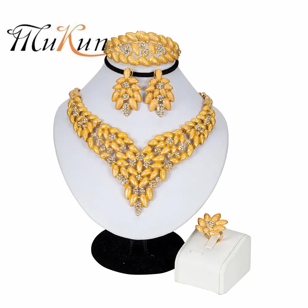 MUKUN африканская мода женский Дубай золотые ювелирные наборы простой дизайн