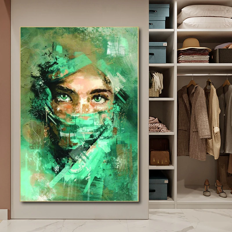 Картина на холсте маскированная женщина настенное искусство Постер красивой