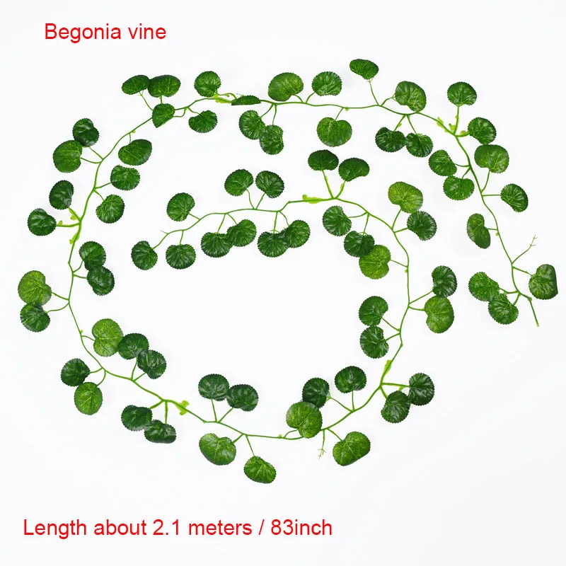 Begonia vine A 210 см/лот шелковые розы поддельные криперы зеленый лист плюща лоза для дома свадьбы Decora оптом diy Висячие гирлянды искусственные цветы - Цвет: Begonia vine A