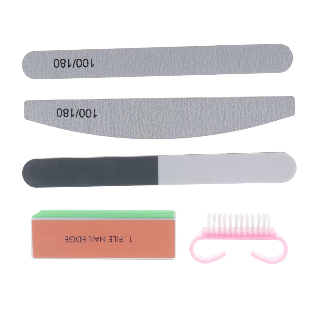 

5pcs Nail Files Buffer Shiner Polisher Brush Kit for Nail Art Supplies, 100/180 Grit