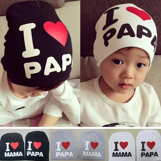 Мягкая хлопковая шапочка с надписью I LOVE MAMA/PAPA для маленьких мальчиков и девочек