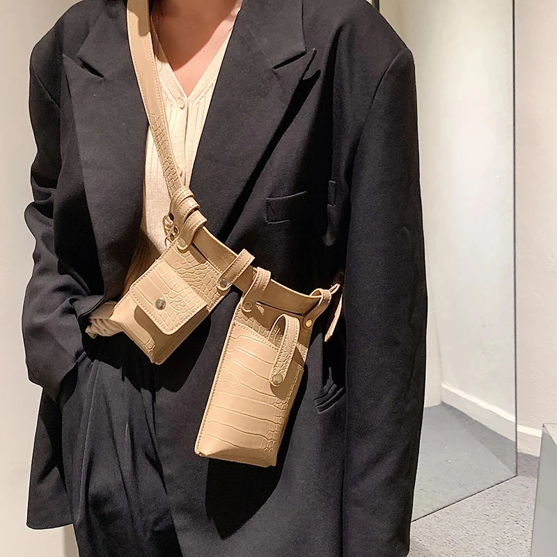 Женская поясная сумка Fanny Pack кожаная неправильной формы винтажная повседневная