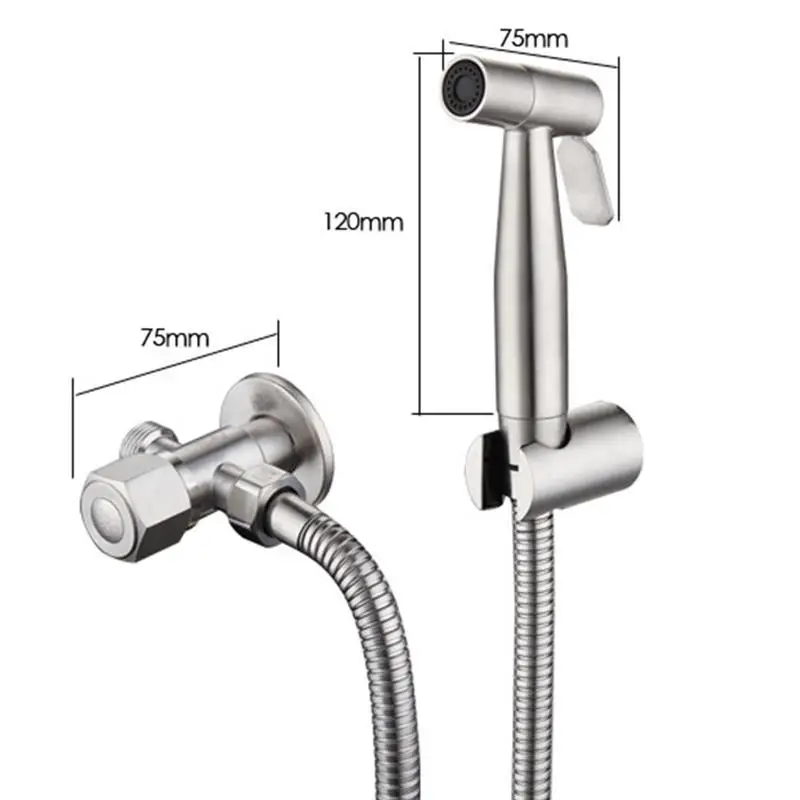 

304 Stainless Steel Handheld Bidet Spray Shower Set Toilet Sprayer Douche Kit Bidet Faucet Brushed Nickel Bathroom Equipment