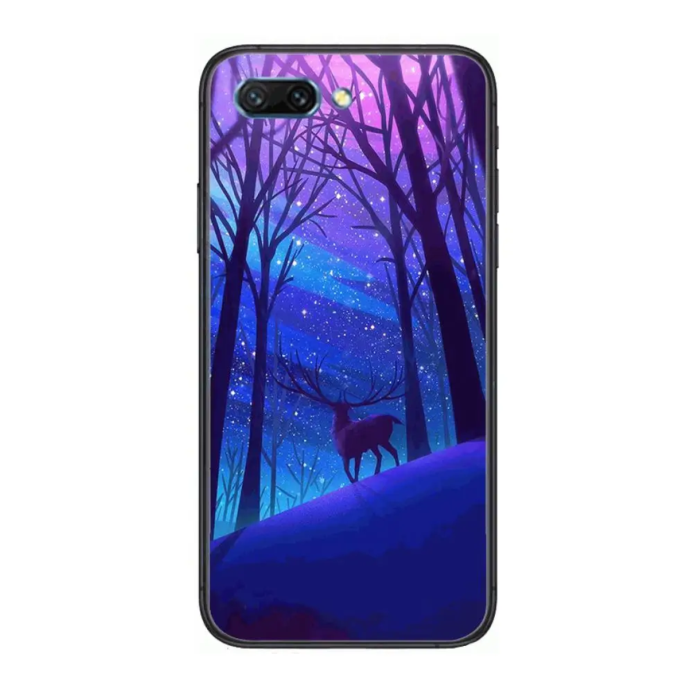 

Deer under the moon clear Phone Case For Huawei Honor 10 9 8 7 N Pro Lite A C RU Black Etui Coque Hoesjes comic fashion