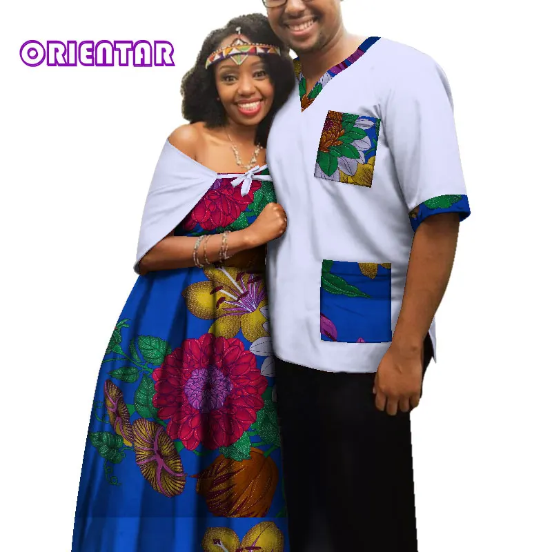 18 Traditional African Clothes for Couples Men Women African Print Long Dress Tops T Shirt Casual Ball Gown Lover Clothing WYQ181 - Цвет: 18