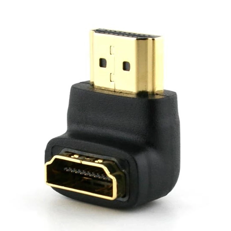 Оптовая продажа черный HDMI адаптер позолоченный локоть 90 градусов штекер к
