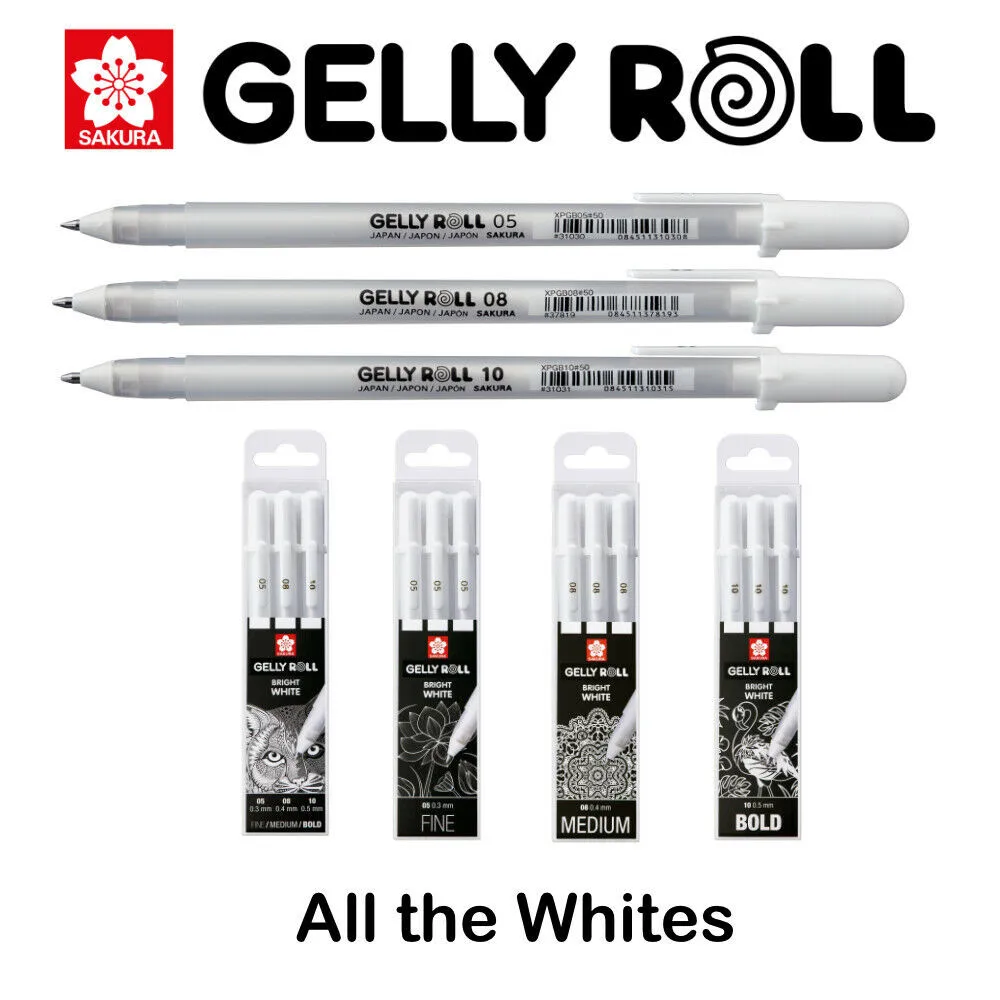 Japan Sakura XPGB Gelly Roll Gel Ink Pen White 05/08/10 Sketch Highlight Marker Pen Drawing Art Supplies