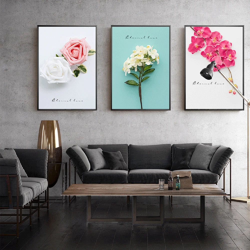 

Nordic Modern Small Fresh Flower Painting Prints Minimalist Painting Wall Pictures For Living Room Wall Decor Picture