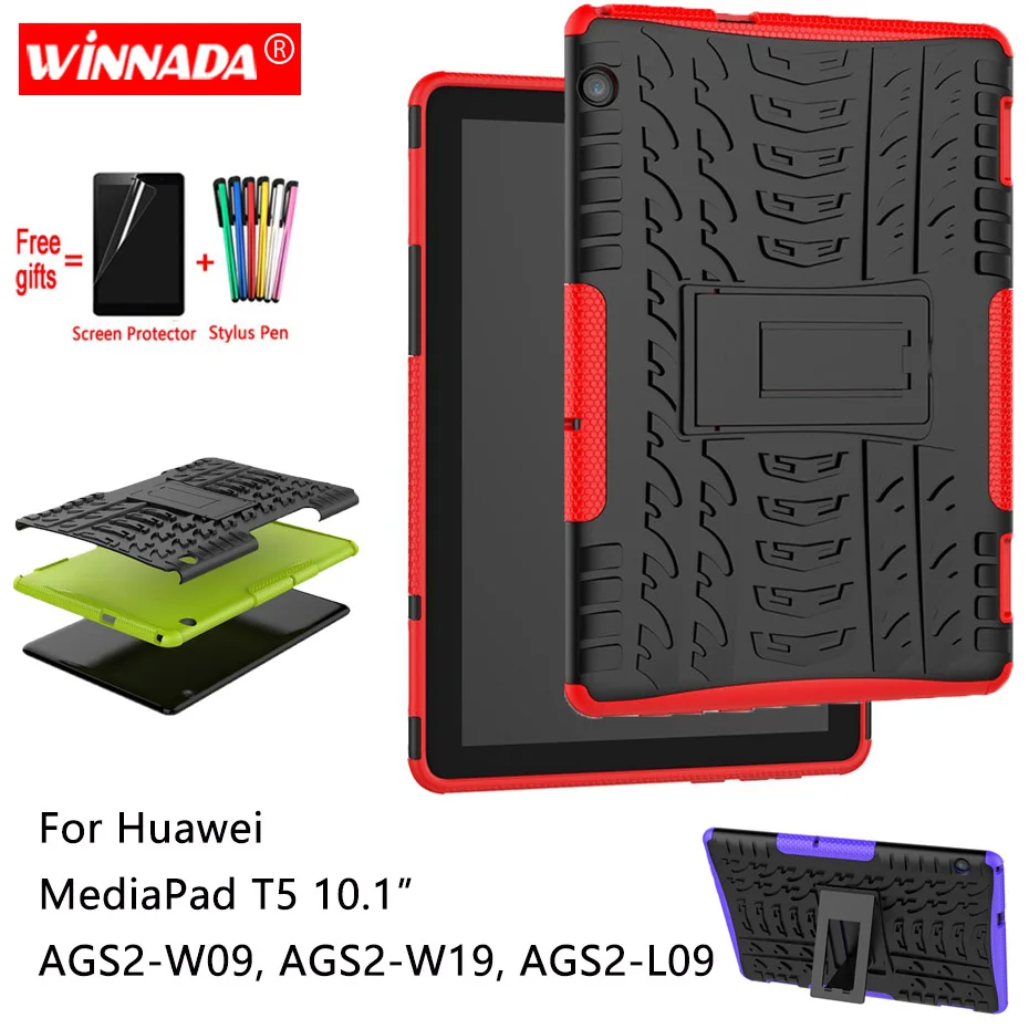 Чехол для Huawei MediaPad T5 10 противоударный чехол подставка из ТПУ и поликарбоната с