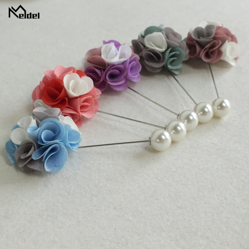 Булавка для бутоньерки из мельчатой ткани Корсажная брошь жениха Свадебный