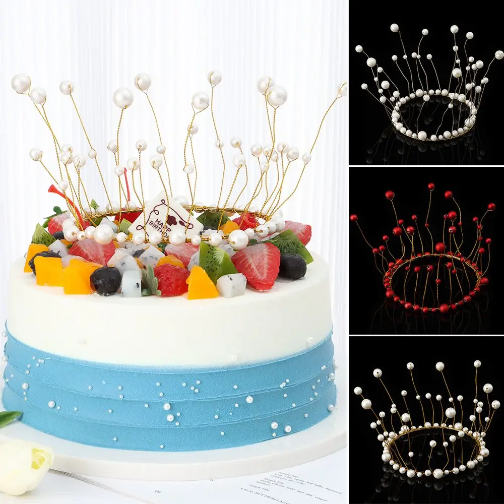

Headdress Baking Supplies Party Supplies Shiny Crown Cake Topper Artificial Pearl Cake Topper Birthday Cake Decoration