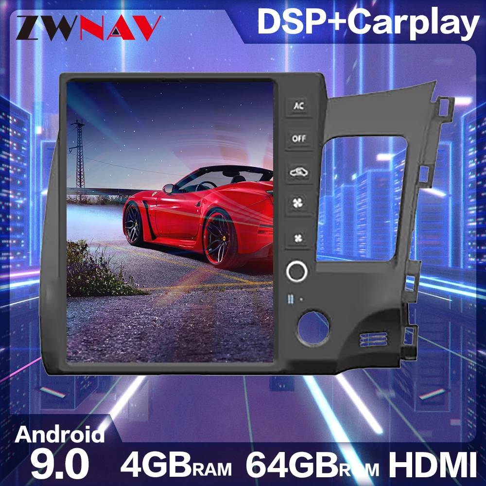 Tesla вертикальный экран 4 + 64 Android 10 0 Автомобильный мультимедийный плеер GPS для Honda