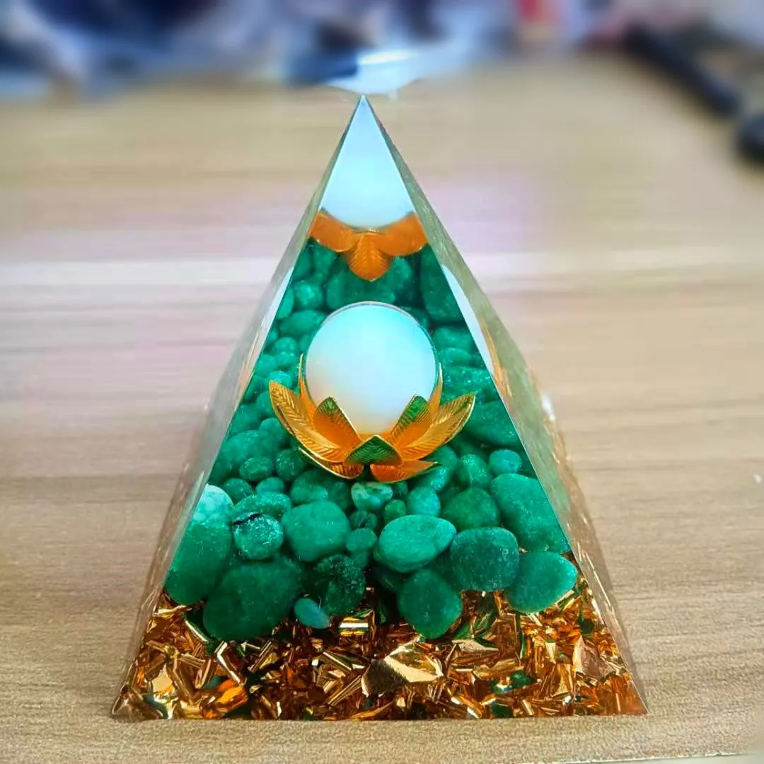 Orgonite международная торговля aogen пирамида-Украшение камень зеленый нефрит