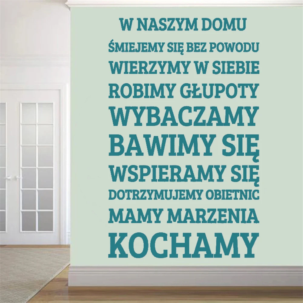 

W Naszym Domu Poland Quotes Wall Decals Removable Vinyl Polskie Language Stickers For Home Bedroom Decoration Poster RU2566