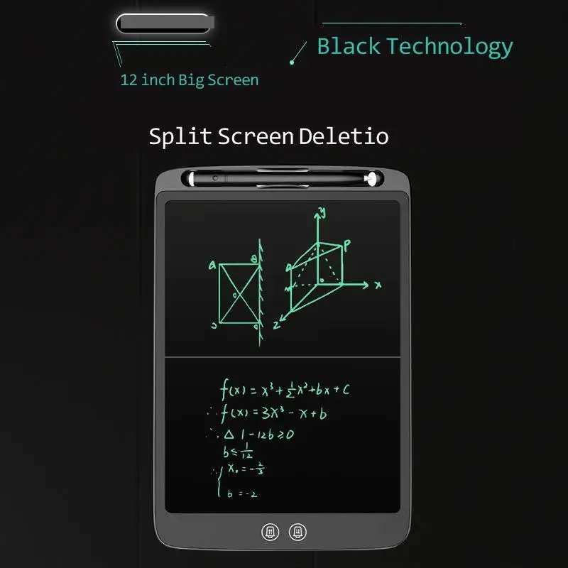 12 Inch Split Screen LCD Handwritten Tablet Black Science And Technology Senior High School Practice Electronic Drafting | Канцтовары