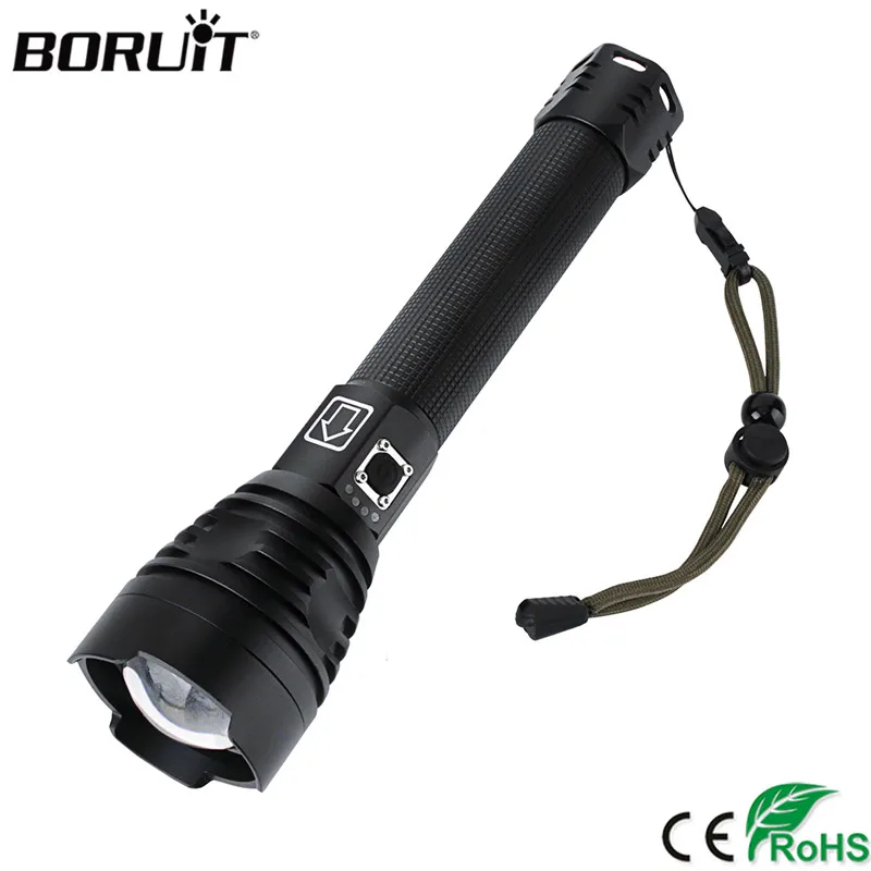 BORUiT XHP90.2 светодиодный светильник-вспышка 8000LM 3 режима масштабирования мощный
