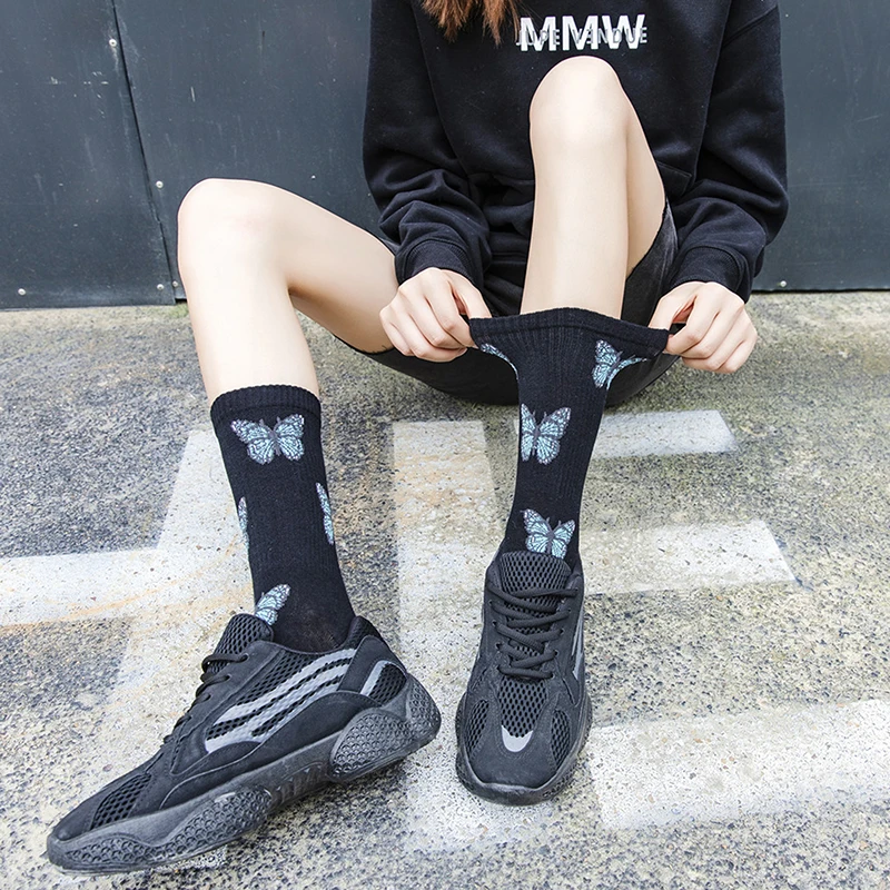 

New Butterfly Socks Women Streetwear Harajuku Crew Women Socks Fashion EU Size 35-40 Dropshipping Supply