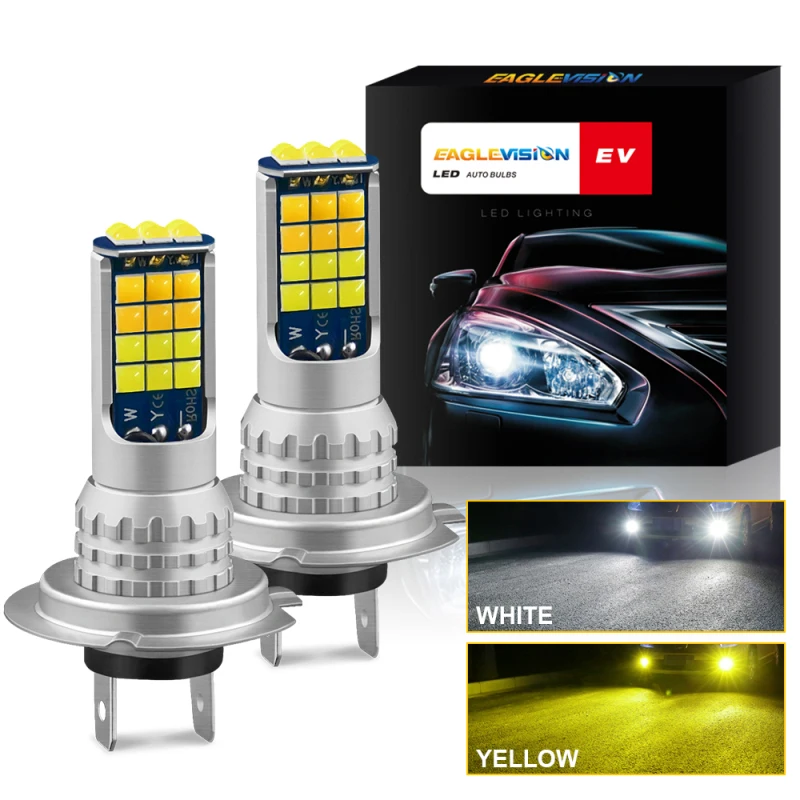 

Car LED Fog Light Bulbs V6 Two-color Fog Lamp H4 H7 H119006 9005 H10 880 H16 6000K/3000k Car Daytime Running Light Auto HeadLamp
