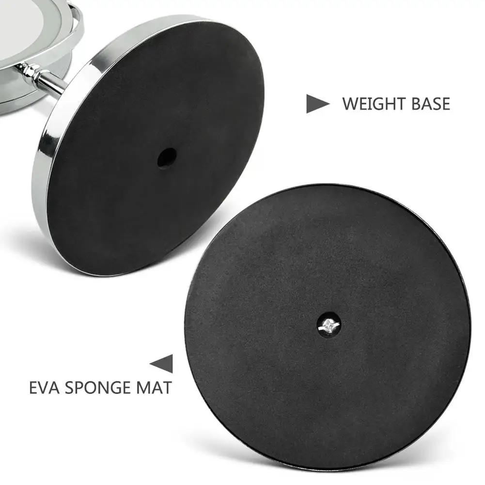 

7 Inch 10x Magnification Circular Makeup Mirror Dual Sided LED 360 Degree Rotating Cosmetic Mirror Stand Magnifier