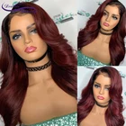 Волнистые волосы Omber бордового цвета 13X4, парики из человеческих волос на сетке спереди, предварительно выщипанные 180% бразильские парики на сетке спереди, парики без повреждений, волосы для женщин