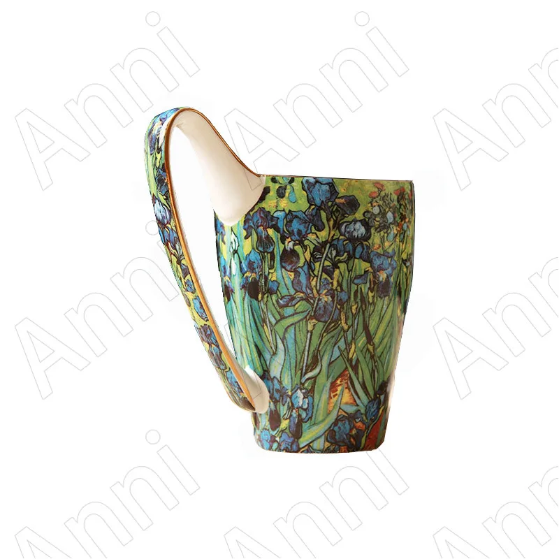 

Creativity Painted Oil Painting Ceramic Coffee Cup European Classical Literature and Art Pastoral Bone China Mikl Mug Drinkware