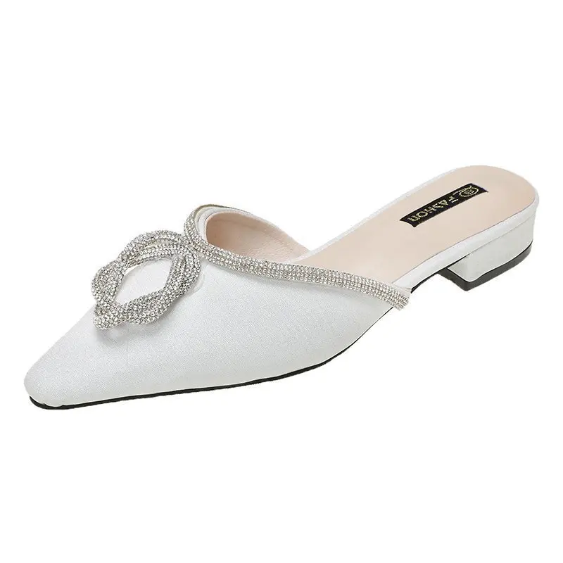 

Shoes Women Pointed Toe Low Slippers Flat Butterfly-Knot Luxury Slides Pantofle Jelly Flip Flops Female Tap Soft Designer 2021