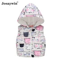 josaywin vest for children boys girls baby winter vest cartoon print coat kids warm sleeveless hooded wool vest jacket clothing