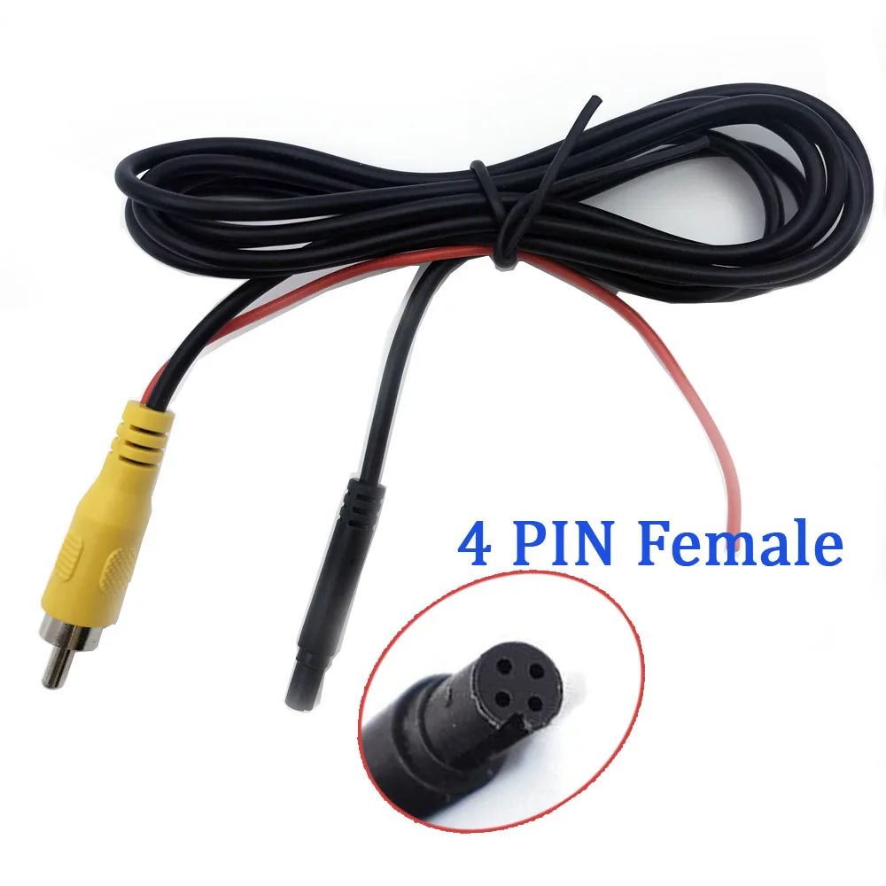 Car Camera Adapter Cable 4P 4-pin Interface To RCA Male Extension Cable 1.5 Meters