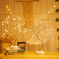 night light mini christmas tree copper wire garland lamp for home bedroom decor fairy lights luminary usb led holiday lighting