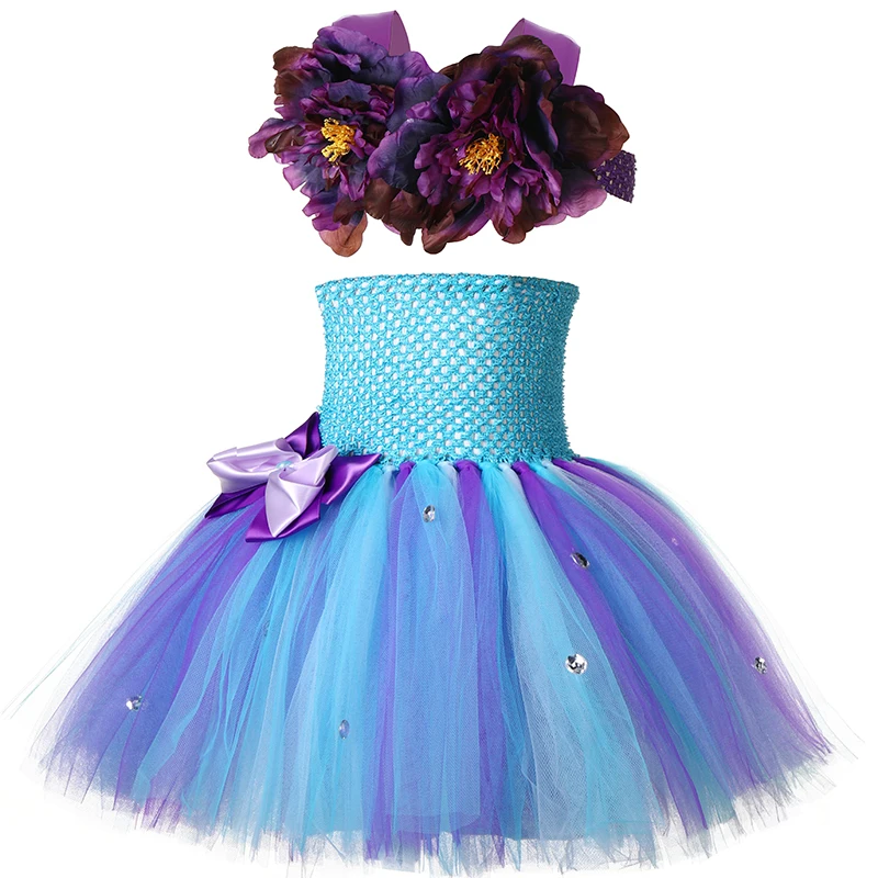 Платье-пачка принцессы Ариэль с хвостом русалки на Хэллоуин для маленьких детей