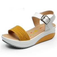 womens ladies female genuine leather shoes platform sandals high heels summer cool beach flip flop 35 40