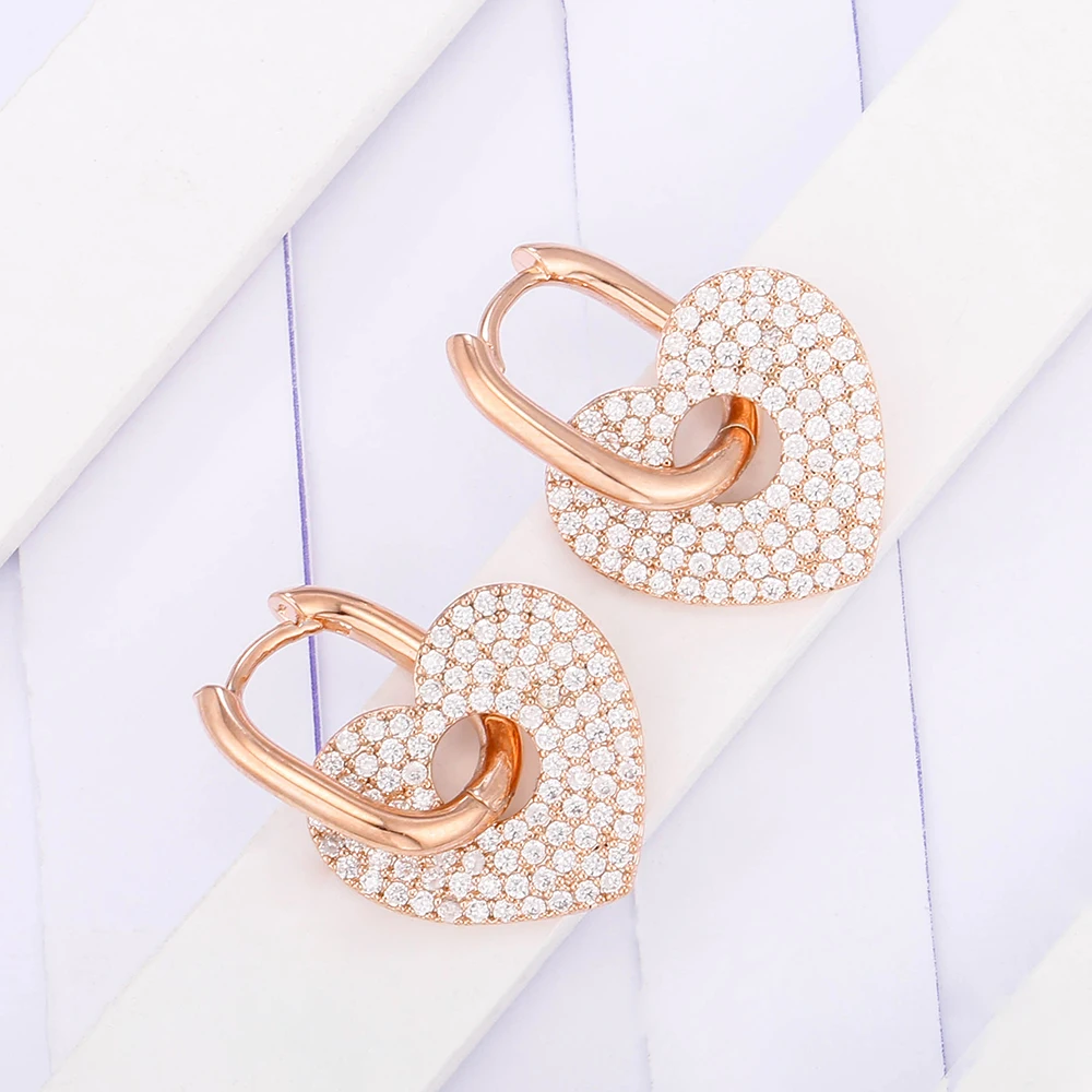 

Gold Silver Heart CZ Earrings for Women Female Small U Hoop Earrings Bride Jewelry Gift 2021 New Fashion Gift