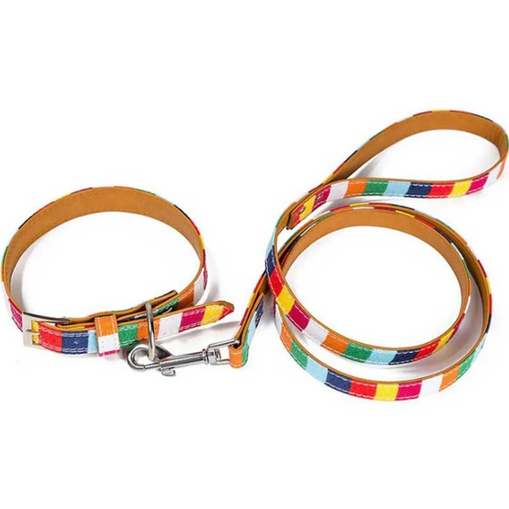 

1 Set Colorful Walk Collar Creative Collar Breathbale Pulling Rope Durable Lead Strapes for Pet Dog Puppy Cat (XXS Collar+S