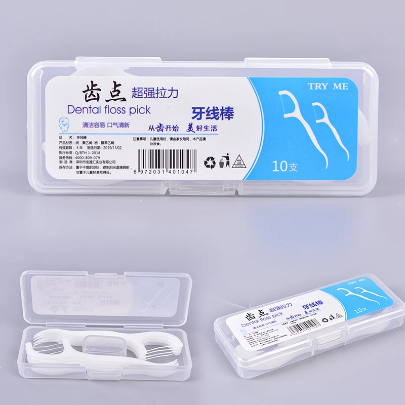 

10pcs /box Dental Floss Flosser Picks Teeth Toothpicks Stick Tooth Clean Oral Care 7.5cm Random Package