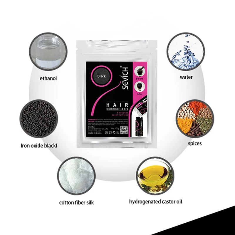 Sevich 100 г запасные волосы из волокна продукты для выпадения волос пудра