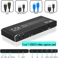 hdmi2 0b 3x1 usb3 0 video capture card 4k60hz loop out 3x1 loop hdmi 4k and mic audio capture board game record