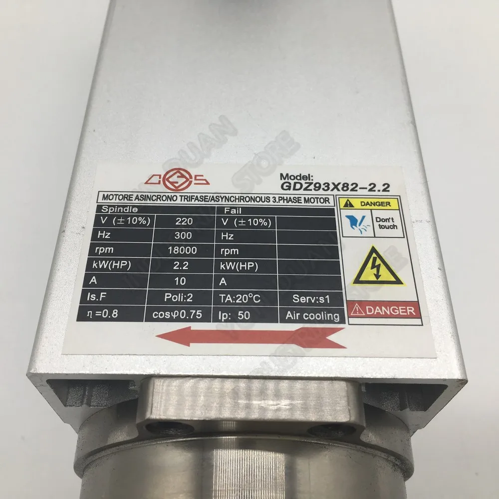 Квадратный вентилятор двигателя шпинделя переменного тока 220 кВт 3 л.с. 18000 в ER25 300