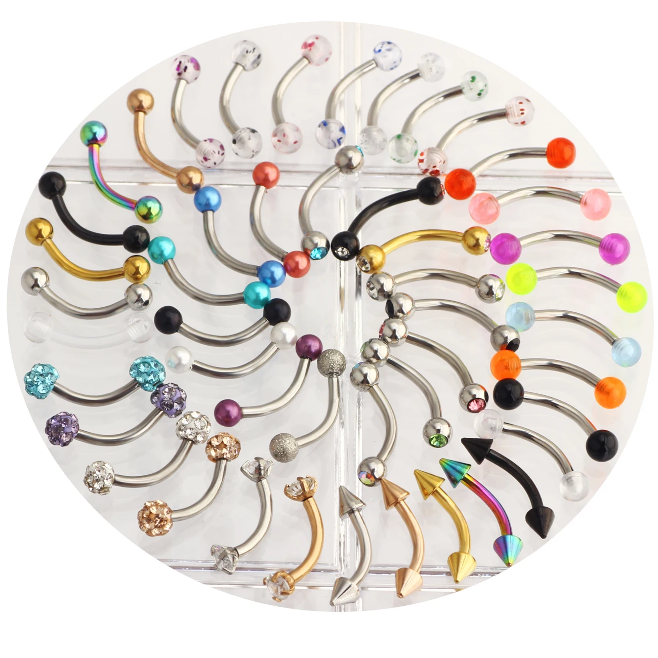 1-6 шт./лот Разноцветные Акриловые акриловые гвозди для бровей изогнутые