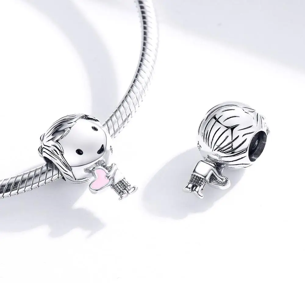 Fit Pandora браслет 925 стерлингового серебра маленькое платье девушка Сердце Мальчик бусины S925 детей подвески для DIY ювелирных изделий