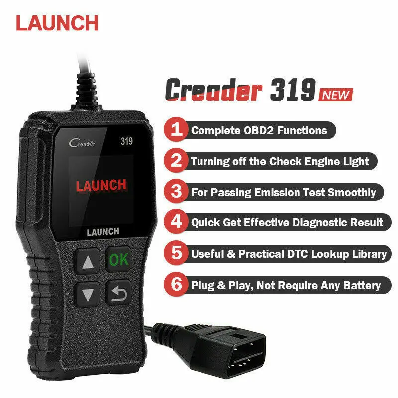 Launch CReader 319 CR319 OBD OBDII диагностический сканер EOBD инструмент автомобильный полный OBD2 сканер код ридер launch CR3001 ELM327