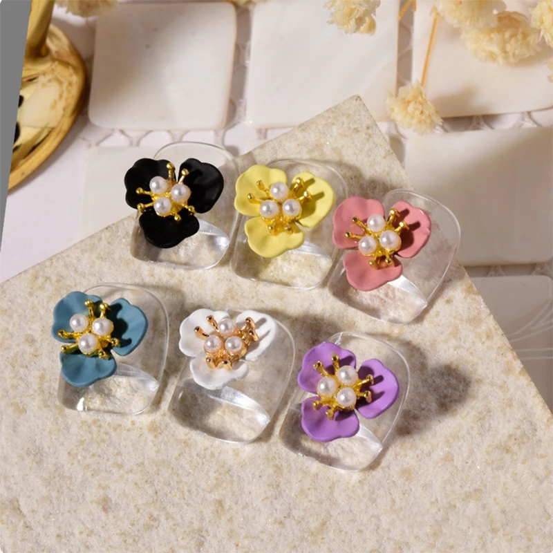 

10pcsThree Petals Flowers Resin-Shell Pearl Flowers for Jewelry Making DIY Nail Rhinestones Nail Pearls Charms #7 colors