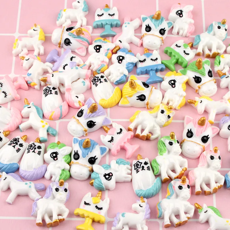 DECOCASE 30 шт. Единорог торт слизь талисманы украшение для волос с бусинами декор