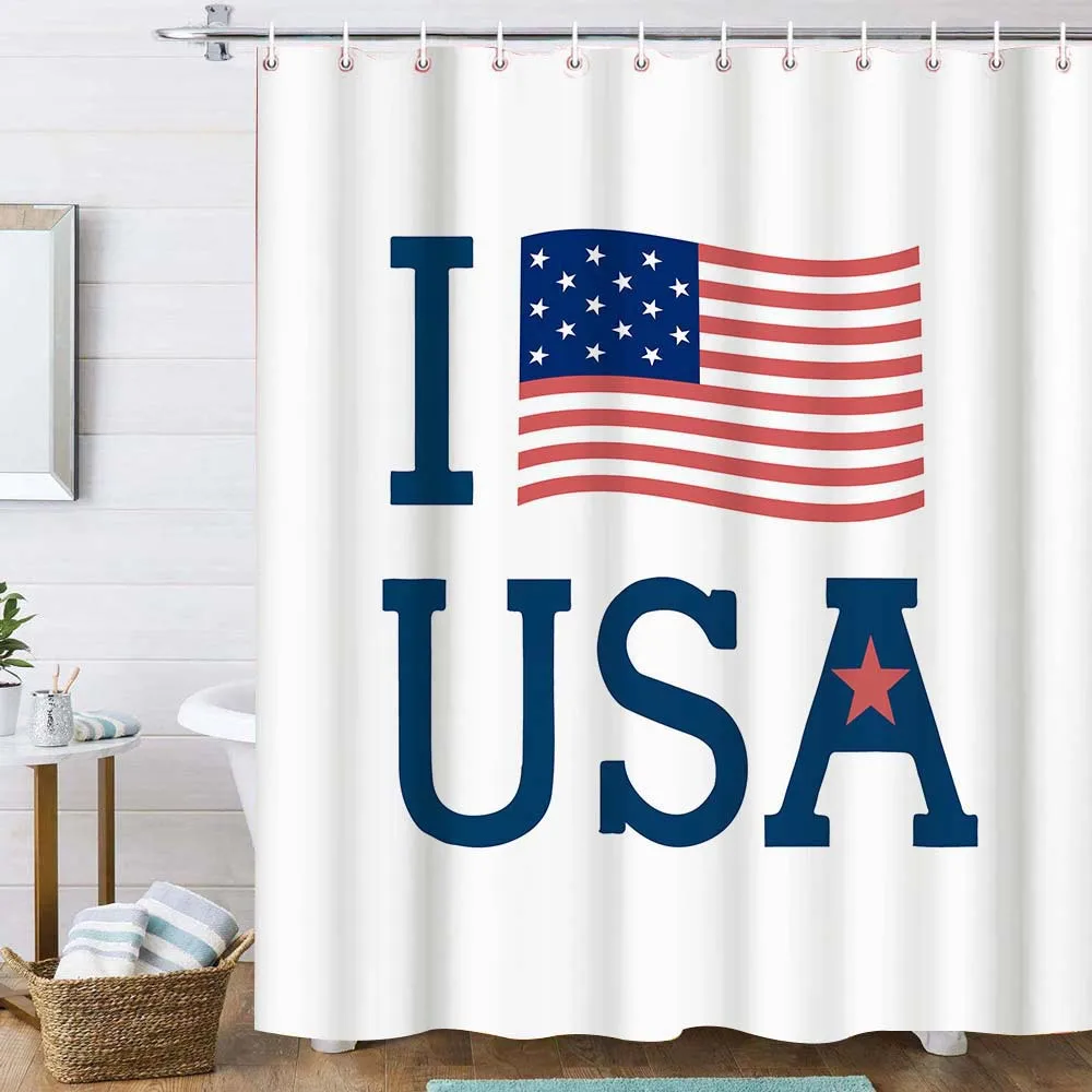 

Skull American Flag Shower Curtains Waterproof And Mildew Proof Bathroom Curtain With Hooks Decorative Curtains For Shower Room